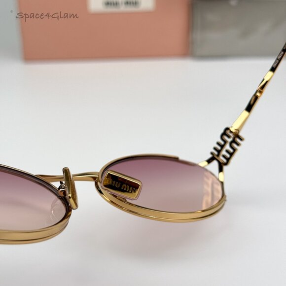 Miu Miu Women Sunglasses Gold Brown Gradient Violet Oval MU52YS 5AK06S BRAND NEW main image 6